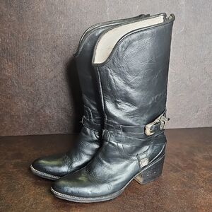 Freebird Black Leather Heeled Boots